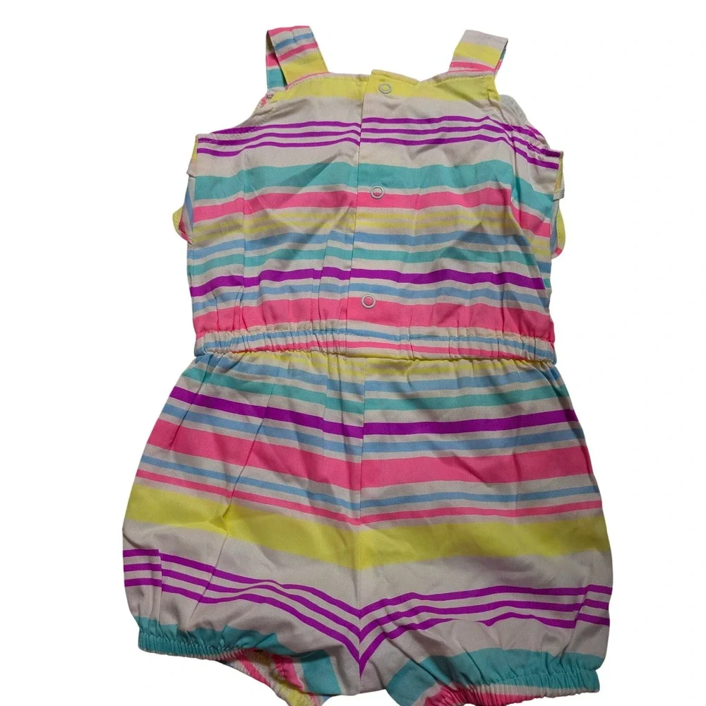 Carters Baby Girl 18M Rainbow Stripe Ruffle Romper Multicolor Sunsuit NWT
